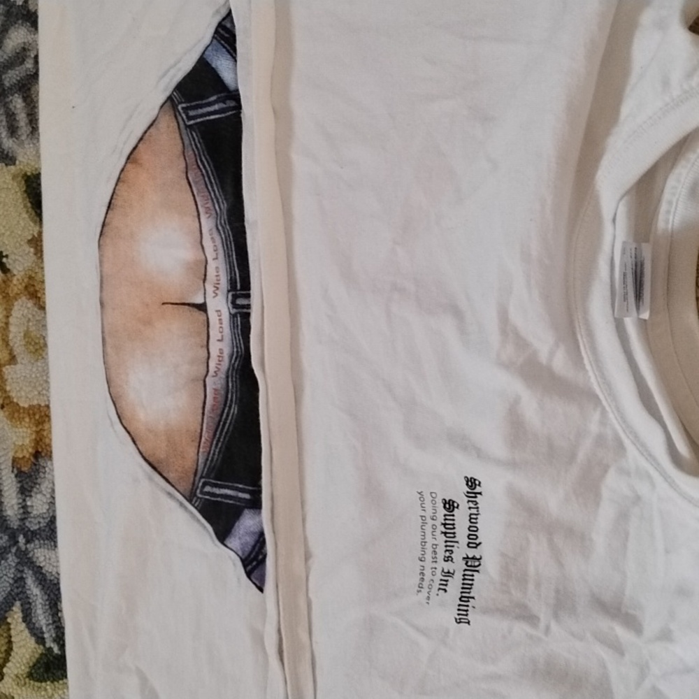 Men's White Vintage XL Plumber's Butt Funny Shirt Gildan Sherwood